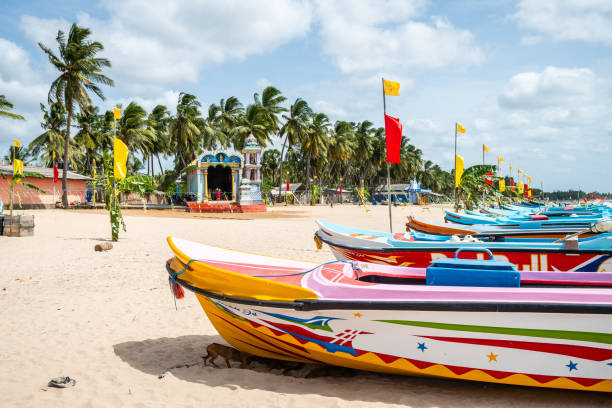 trincomalee, sri lanka. 14th august, 2023: hindu temple in trincomalee beach, sri lanka